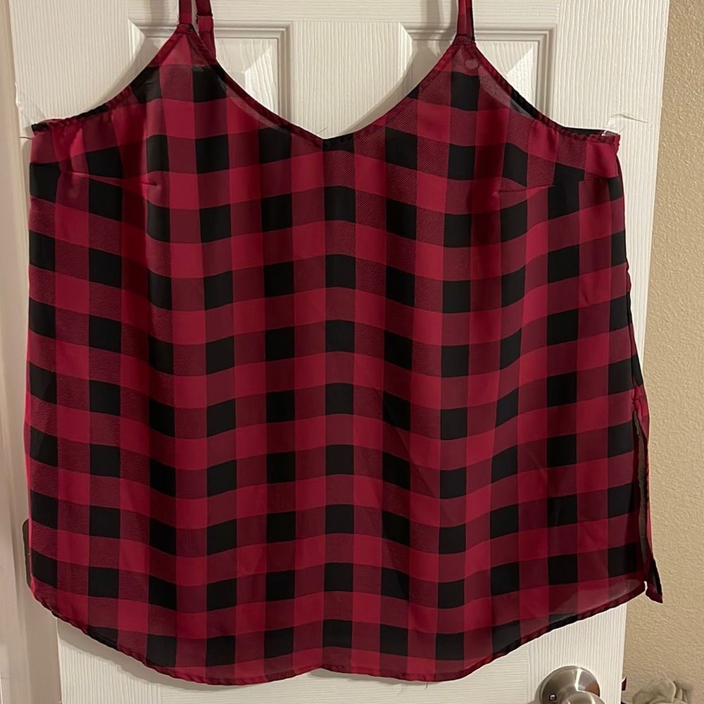 Torrid spaghetti strap maroon and black  blouse